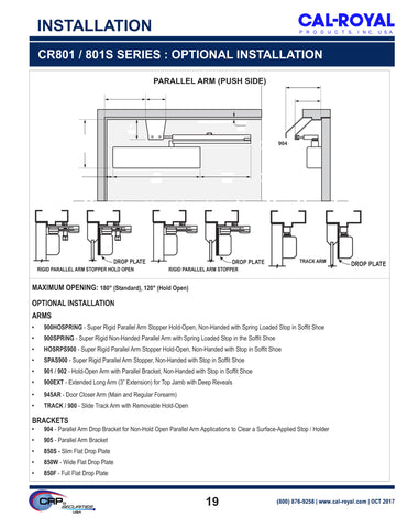 CR801S ... CAL-ROYAL HYDRAULIC DOOR CLOSER