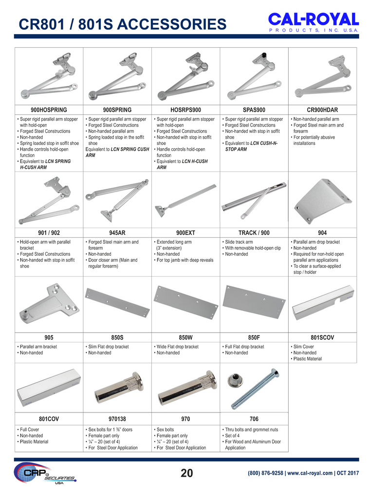 CR801DA... CALROYAL HYDRAULIC DOOR CLOSER